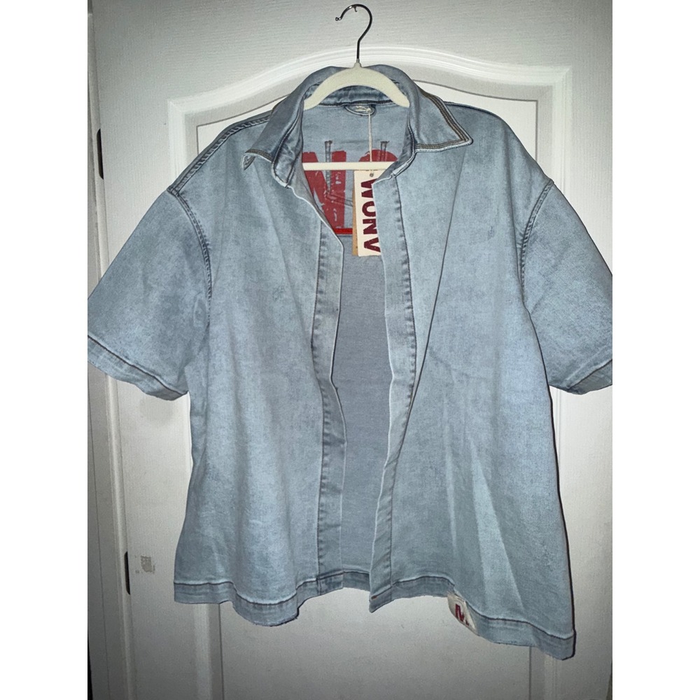 Anom Denim‎ Cobra Blue Wash Short Sleeve Denim Shirt ANM179SSL Mens Medium NWT